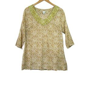 Calypso St Barth for Target Womens Large 3/4 Sleeve Tunic Top Embroidered V Neck